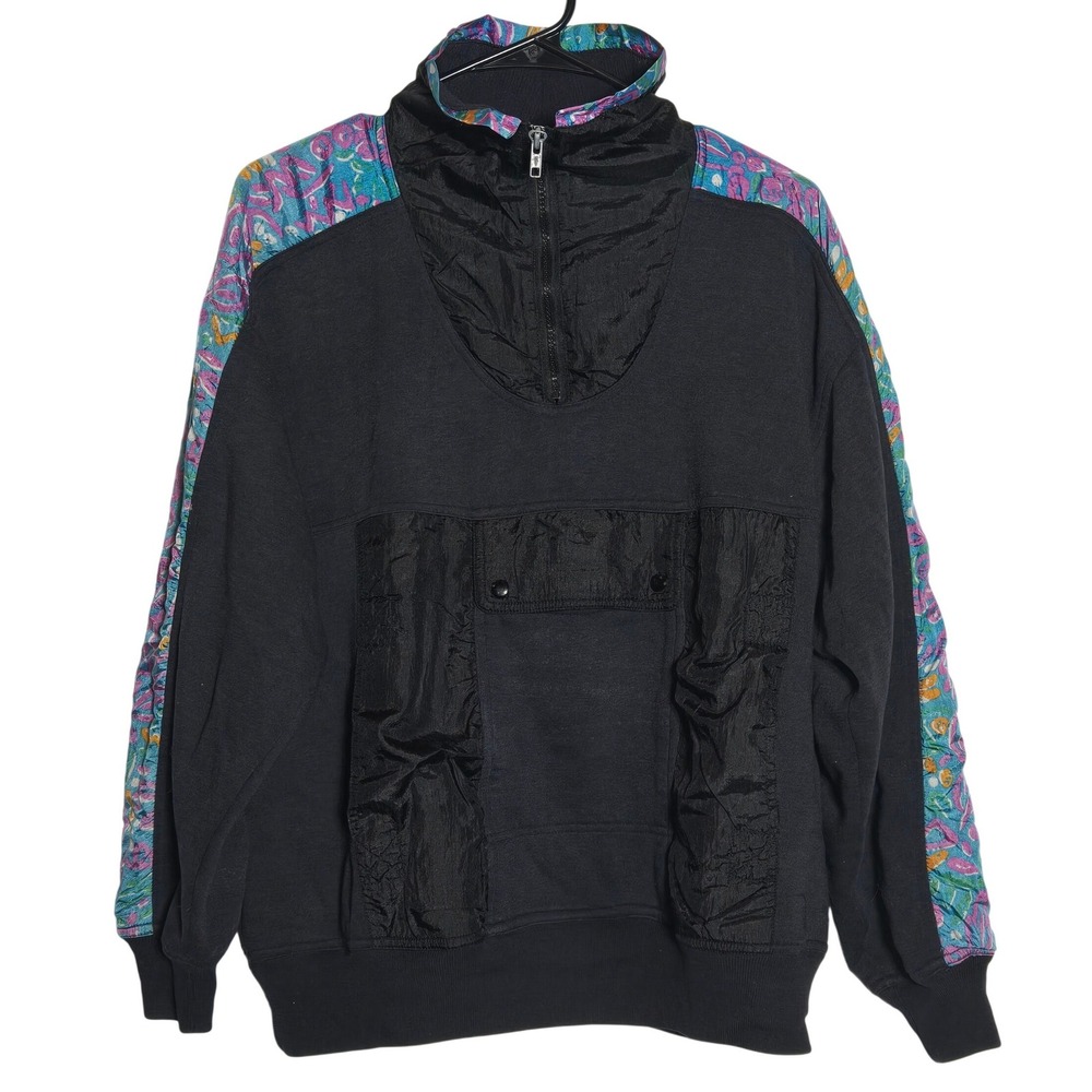 Vintage Chinawear Morsly Quarter Zip Pullover Large Retro Colorblock Hiphop 90s